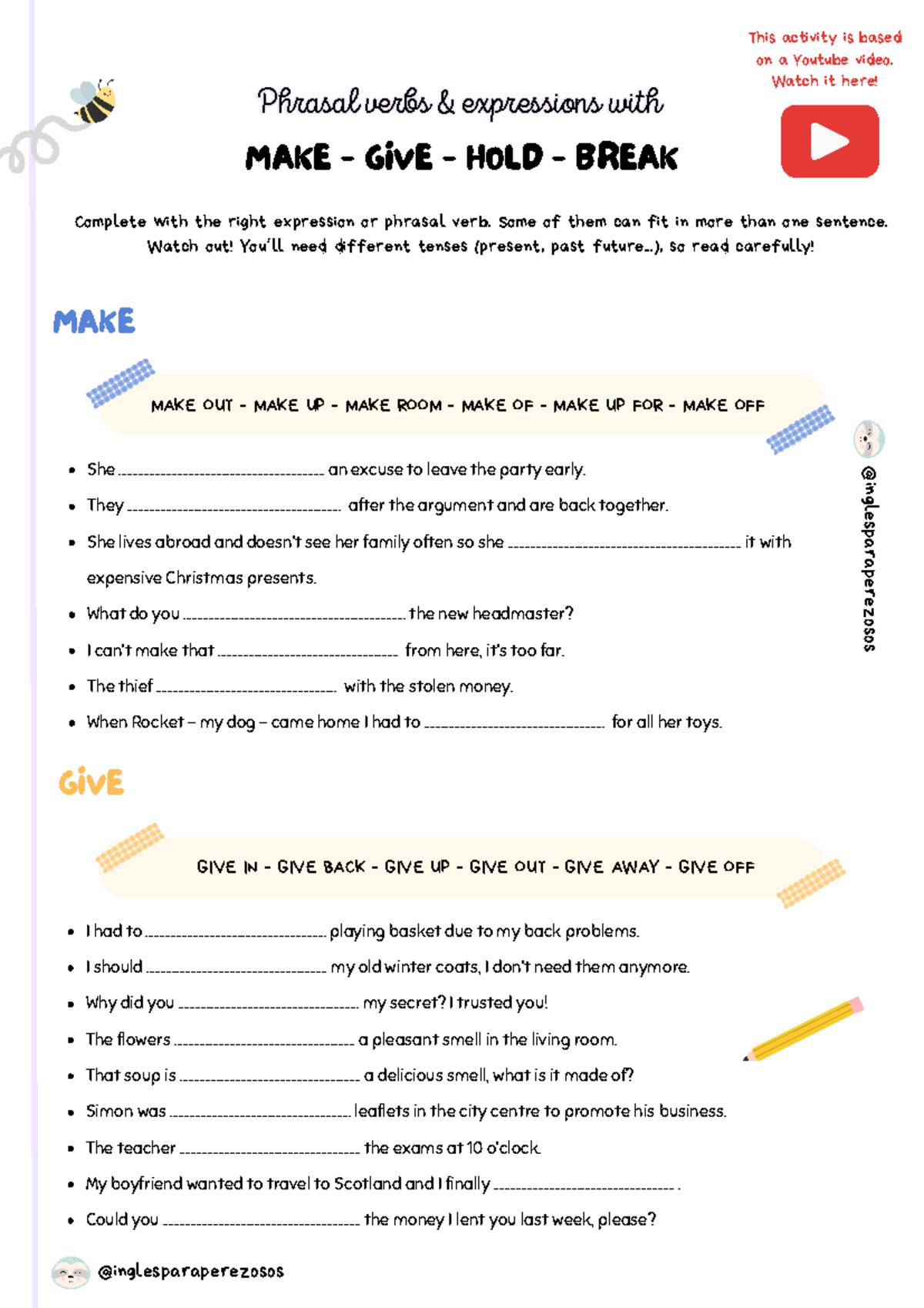 Phrasal verbs GIVE MAKE Breakhold Ingles Para Perezosos - MAKE OUT ...