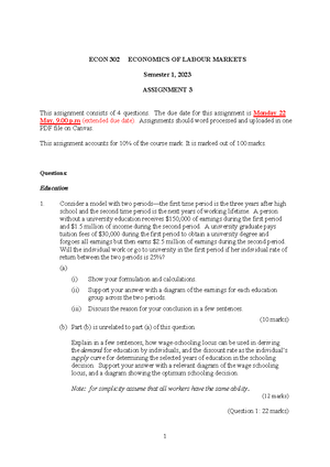 ECON 302 (Updated 19 March)- Assignment 1 - 2023 - ECON 302 ECONOMICS ...