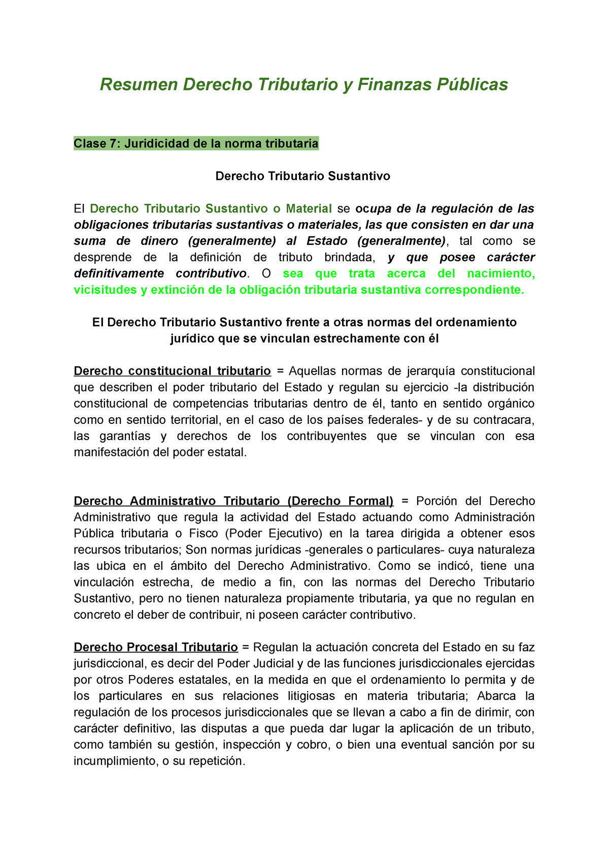 Resumen Derecho Tributario Primer Parcial - Resumen Derecho Tributario ...