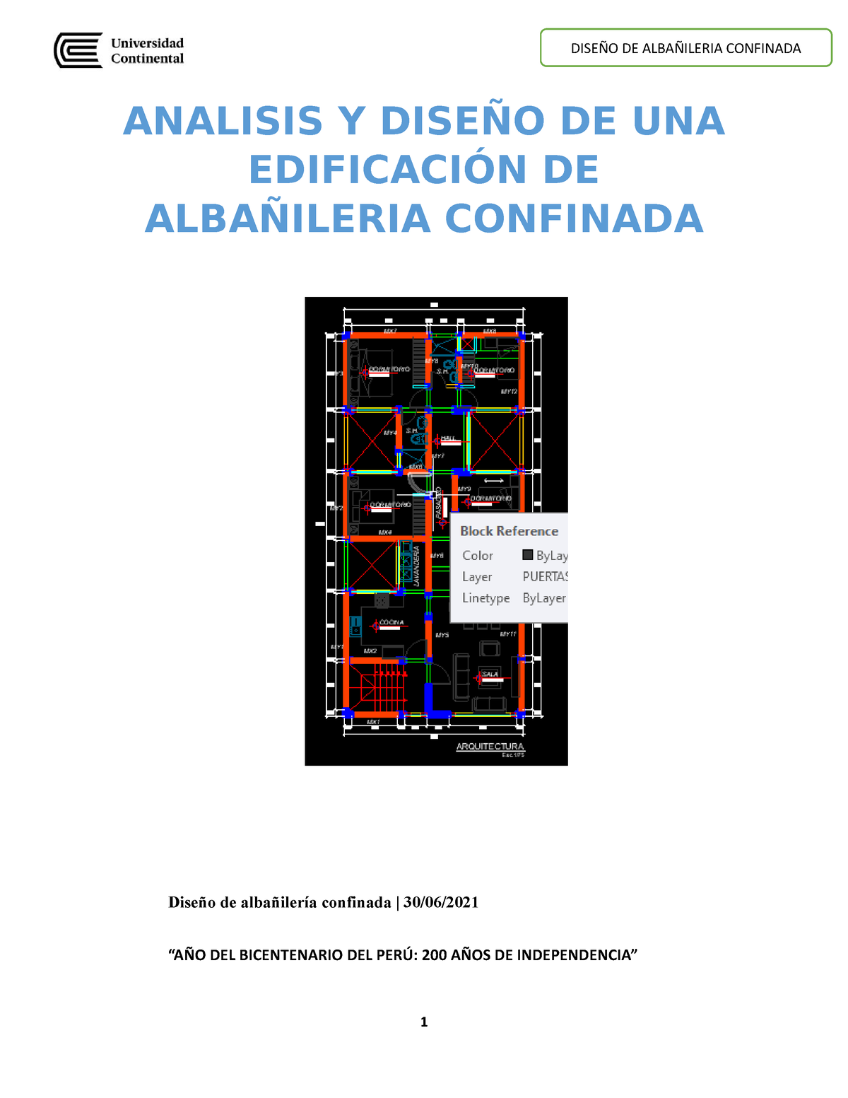 Informe Albañileria Confinada - ANALISIS Y DISEÑO DE UNA EDIFICACIÓN DE ...