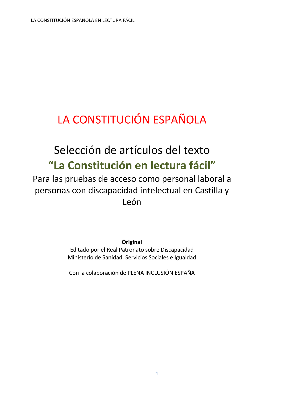 Tema 1 Parte General - LA CONSTITUCI”N ESPA—OLA SelecciÛn De ArtÌculos ...