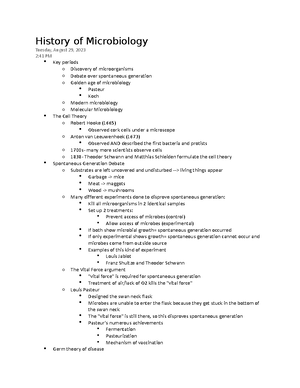 BIO 208- History Of Microbiology - History Of Microbiology Tuesday ...