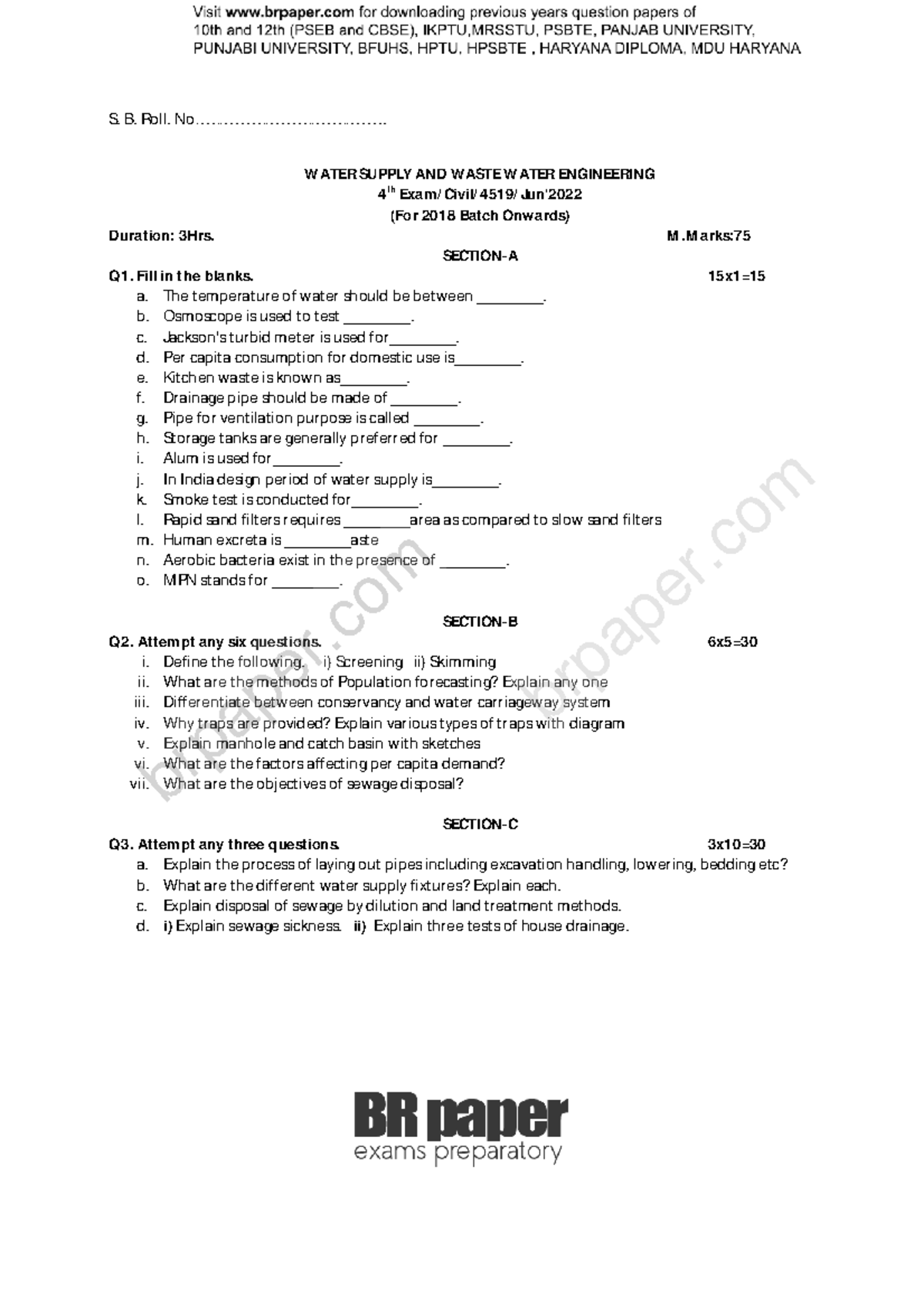 Wswwe(4th)May2022 Water supply and waste water engineering S. B