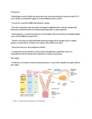 Chapter 17 - swswswsw - Menopause Physiological event in which the  menstrual cycle stops permanently - Studocu