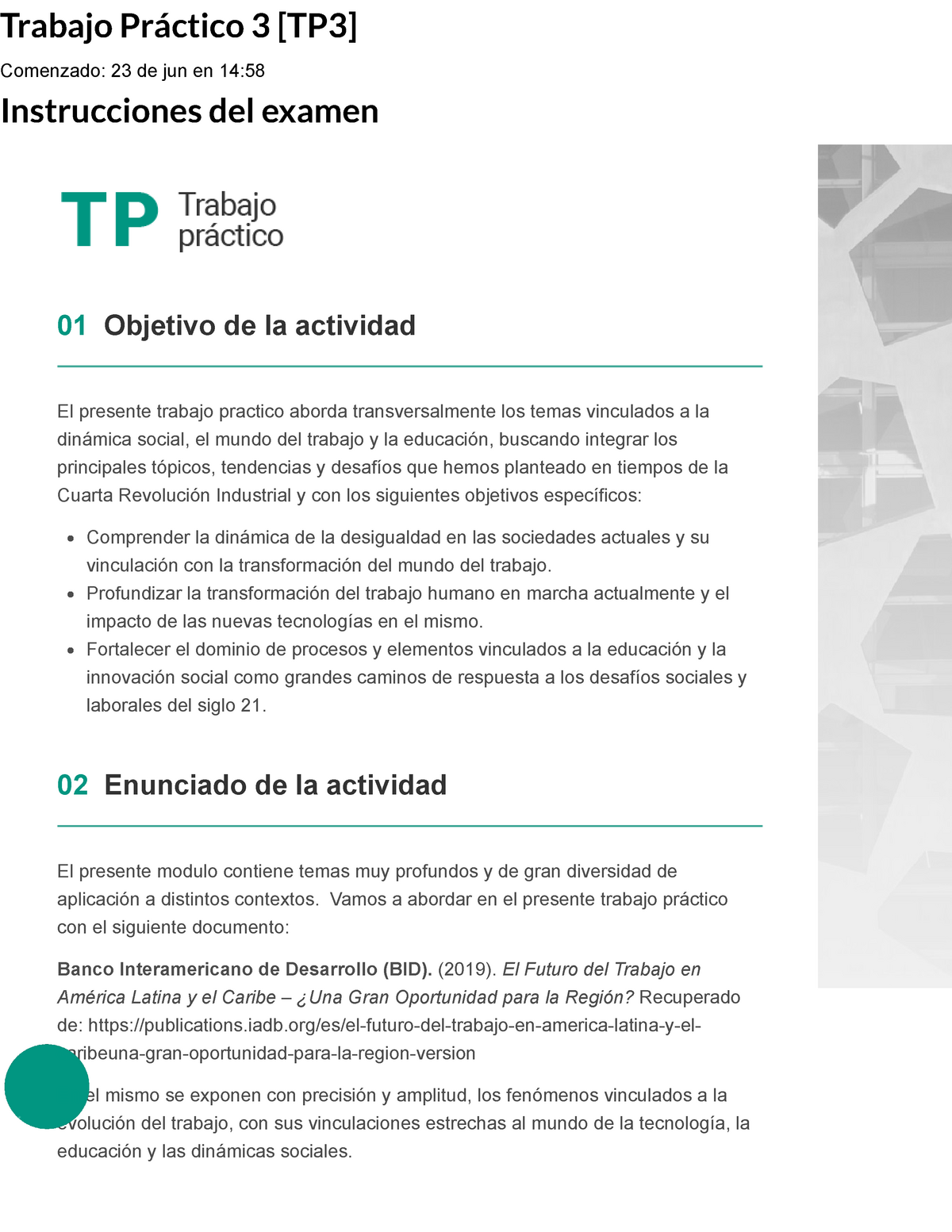 Examen Trabajo Práctico 3 Tp3 Trabajo Práctico 3 Tp3 Comenzado 23 De Jun En 14 0480