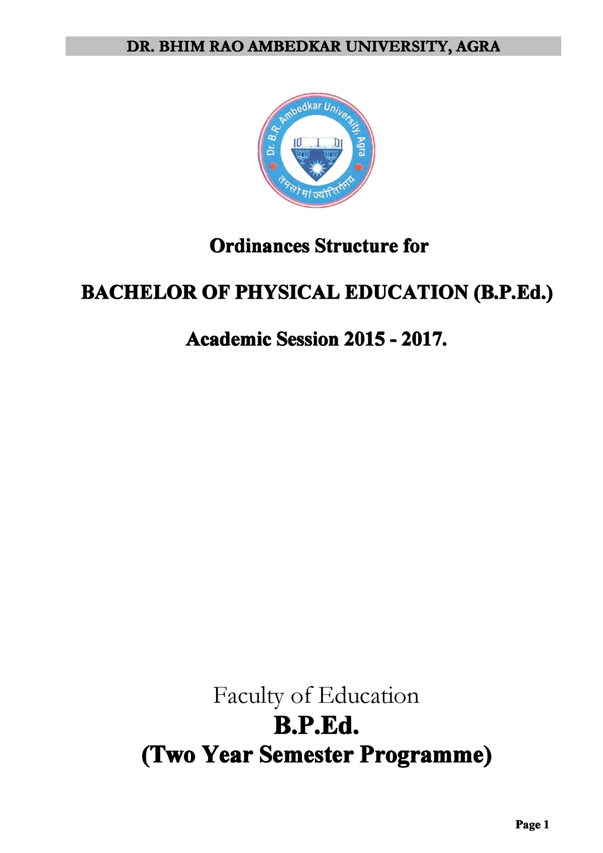 Bachelor OF Physical Education - ( Oridance) - FOR TWO YEAR Semester ...