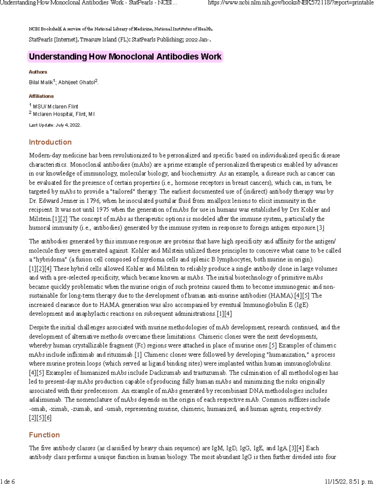 Understanding How Monoclonal Antibodies Work Stat Pearls NCBI
