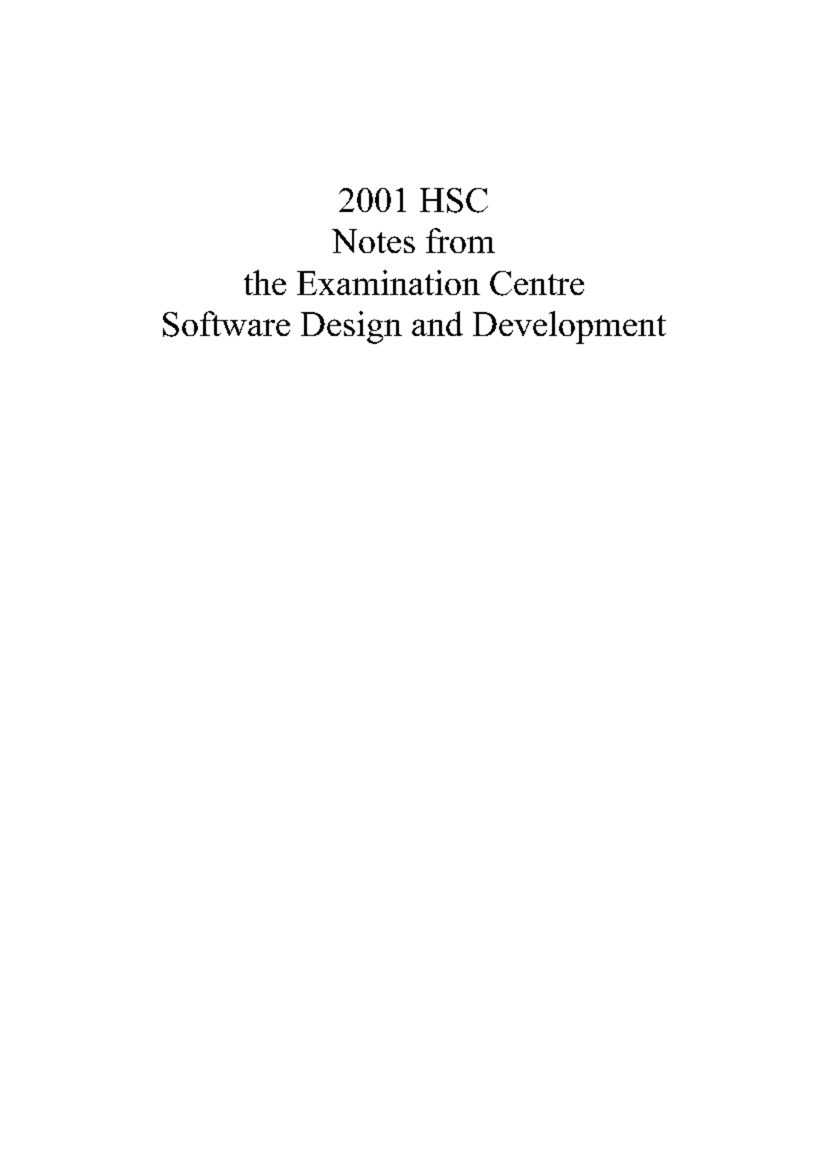Software design+ dev hsc notes 2001 - 2001 HSC Notes from the ...