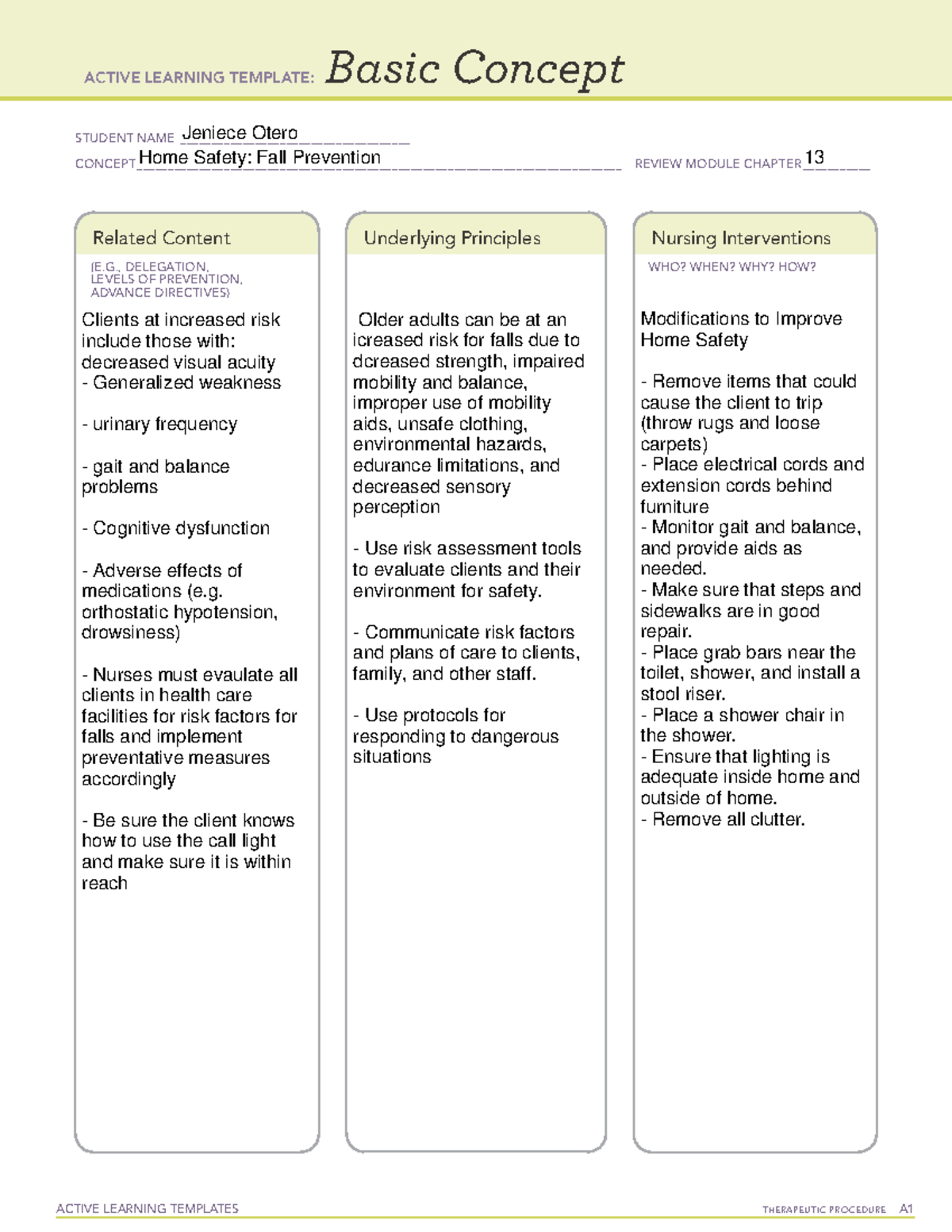 ALT5 - Fall prevention ati basic concept - ACTIVE LEARNING TEMPLATES ...