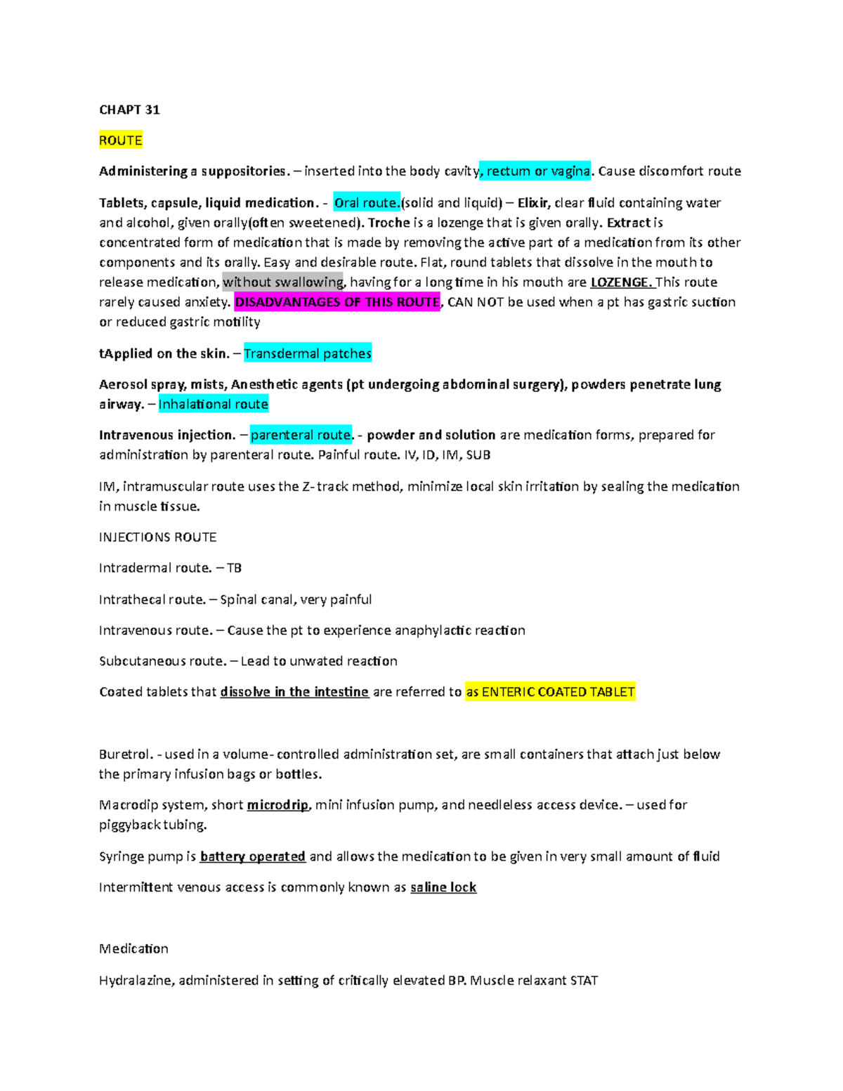 CHAP 31 MEDICATION - CHAPT 31 ROUTE Administering a suppositories ...