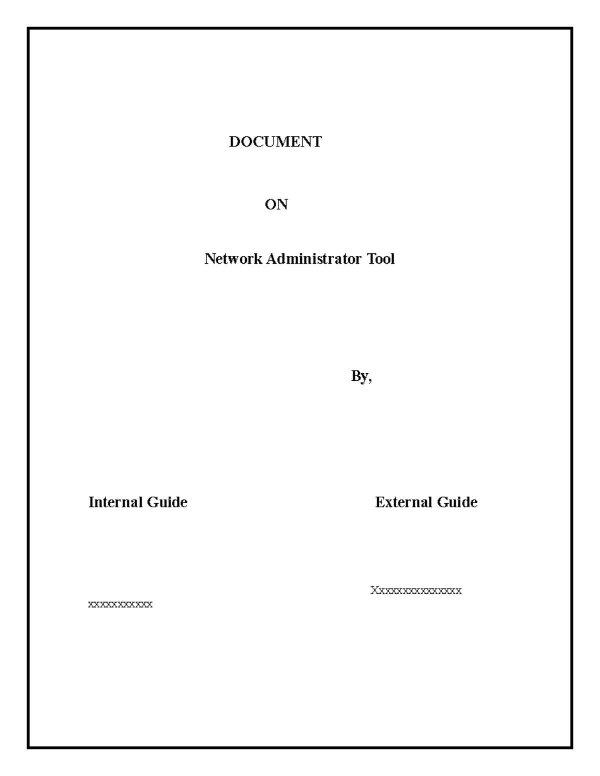 Network Administrator ToolDOC DOCUMENT ON Network Administrator Tool