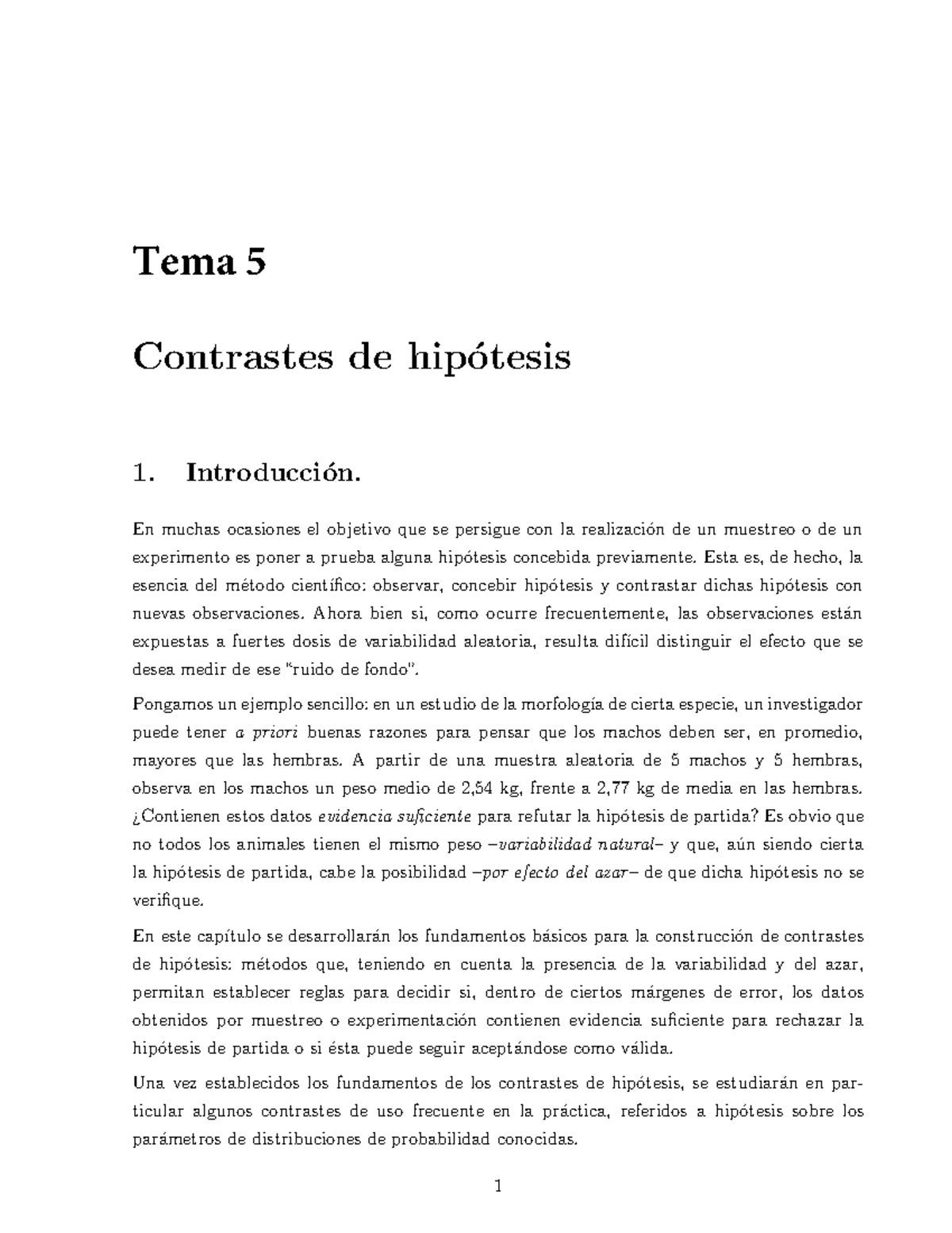 Tema 5 Contrastes De Hipótesis Resumen Tema 5 Contrastes De Hip