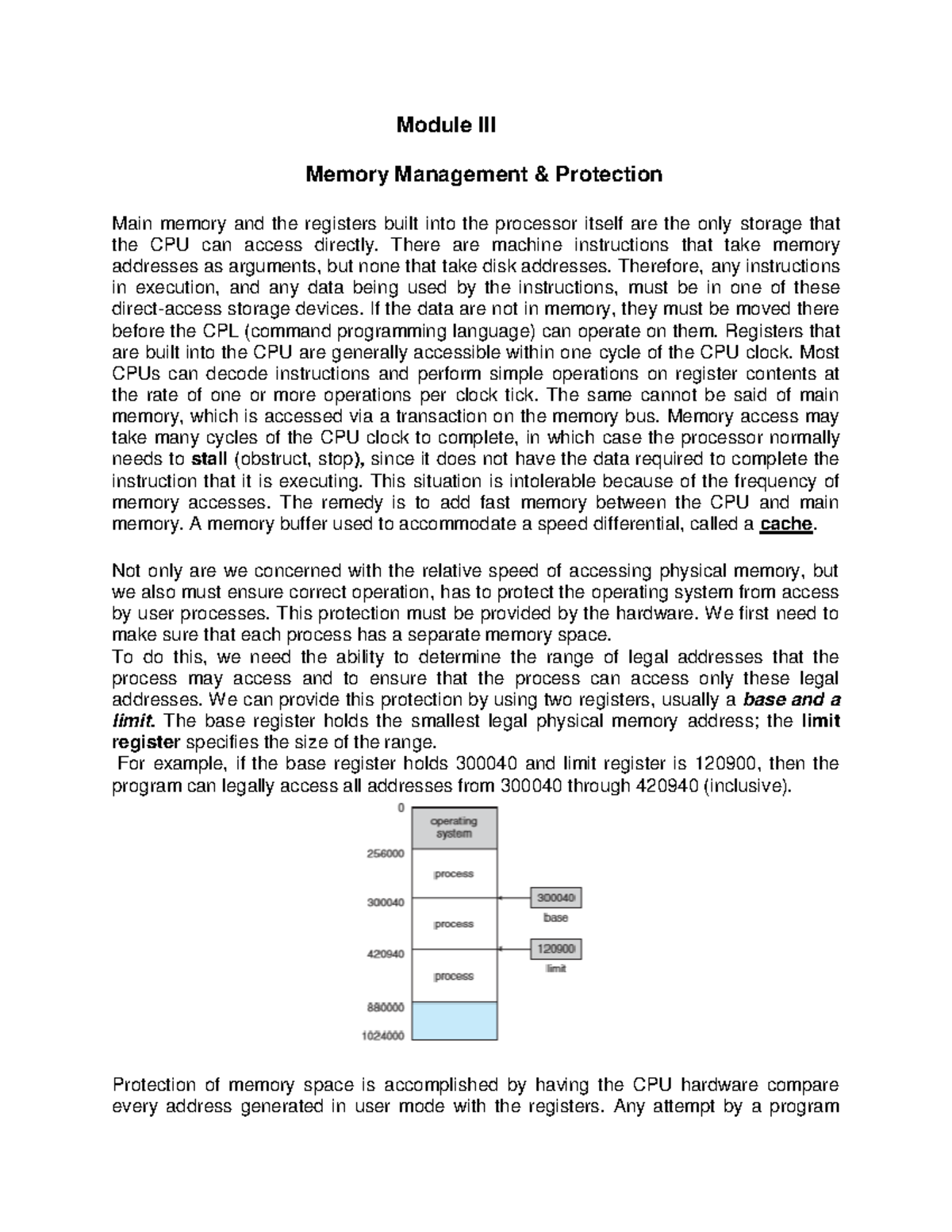 OS Module-03 - os note - Module III Memory Management & Protection Main ...