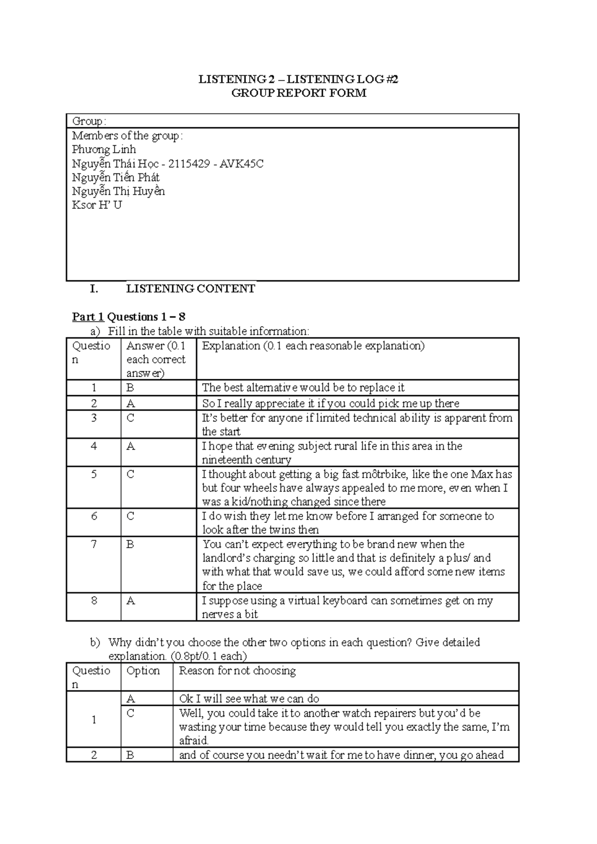 LIS 2 – LOG 2 - group report form - LISTENING 2 – LISTENING LOG GROUP ...