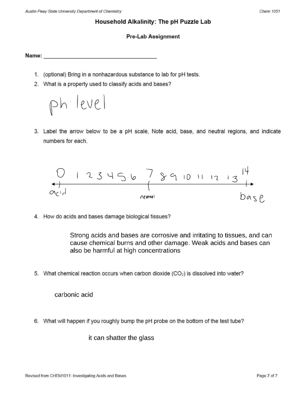 Prelabpuzzle - pre quiz - CHEM 1110 - Studocu