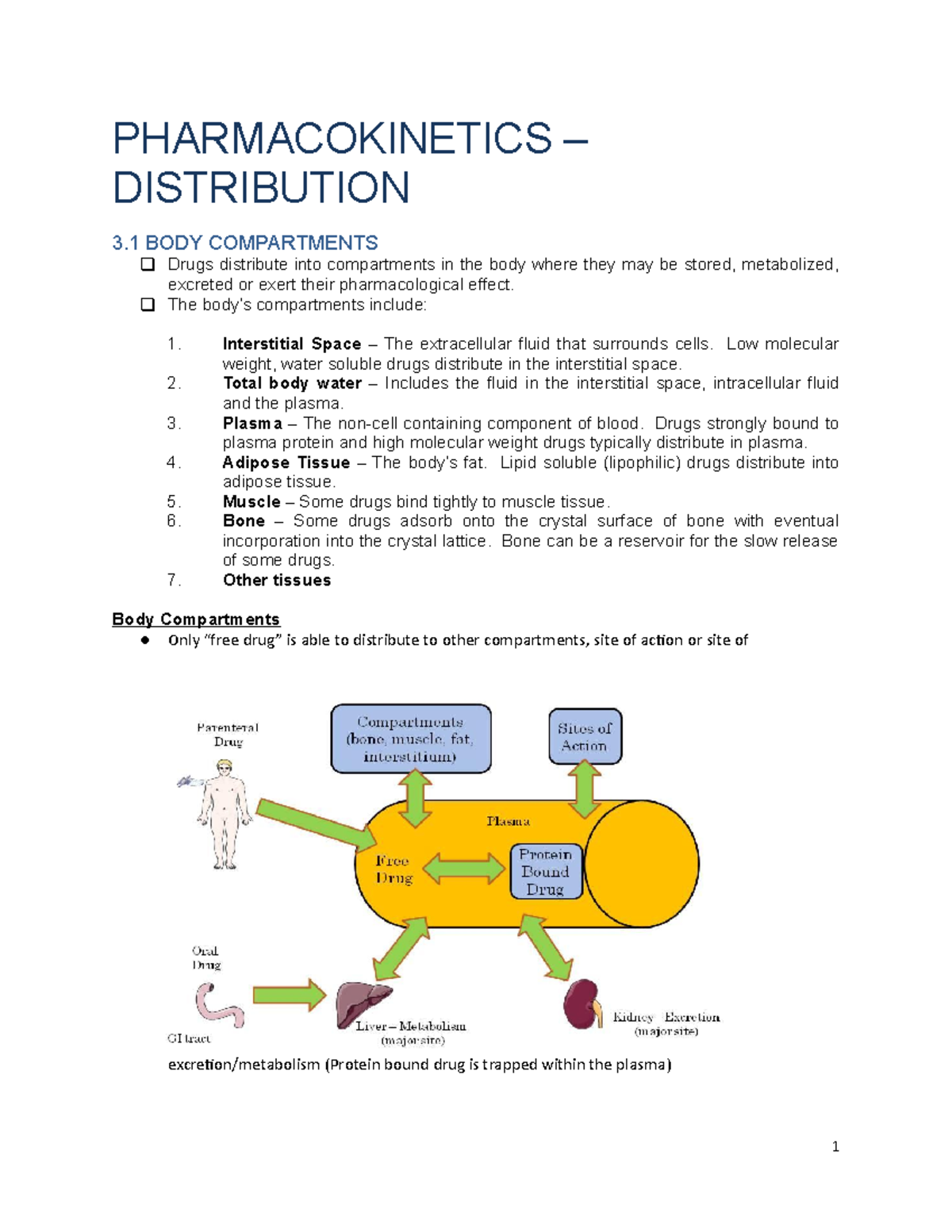 Module 3 Pharmacokinetics—Distrubtion - PHARMACOKINETICS – DISTRIBUTION ...