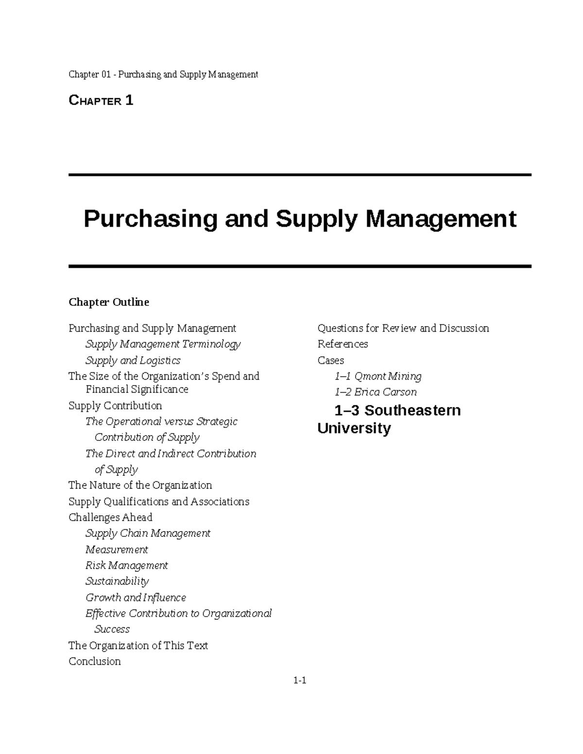 Chap001 - Notes - Chapter 01 - Purchasing And Supply Management CHAPTER ...