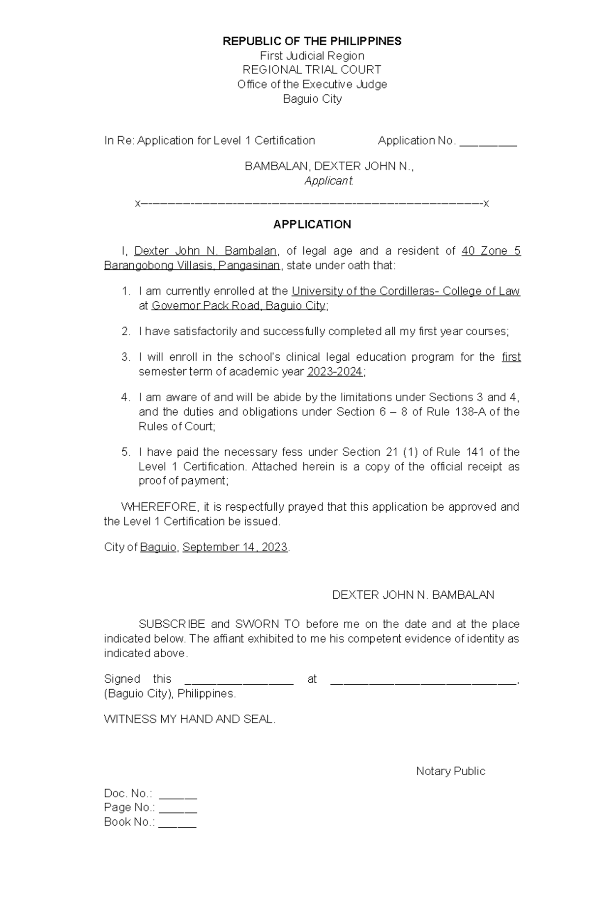 CLEP-1 - Notes about CLEP - REPUBLIC OF THE PHILIPPINES First Judicial ...