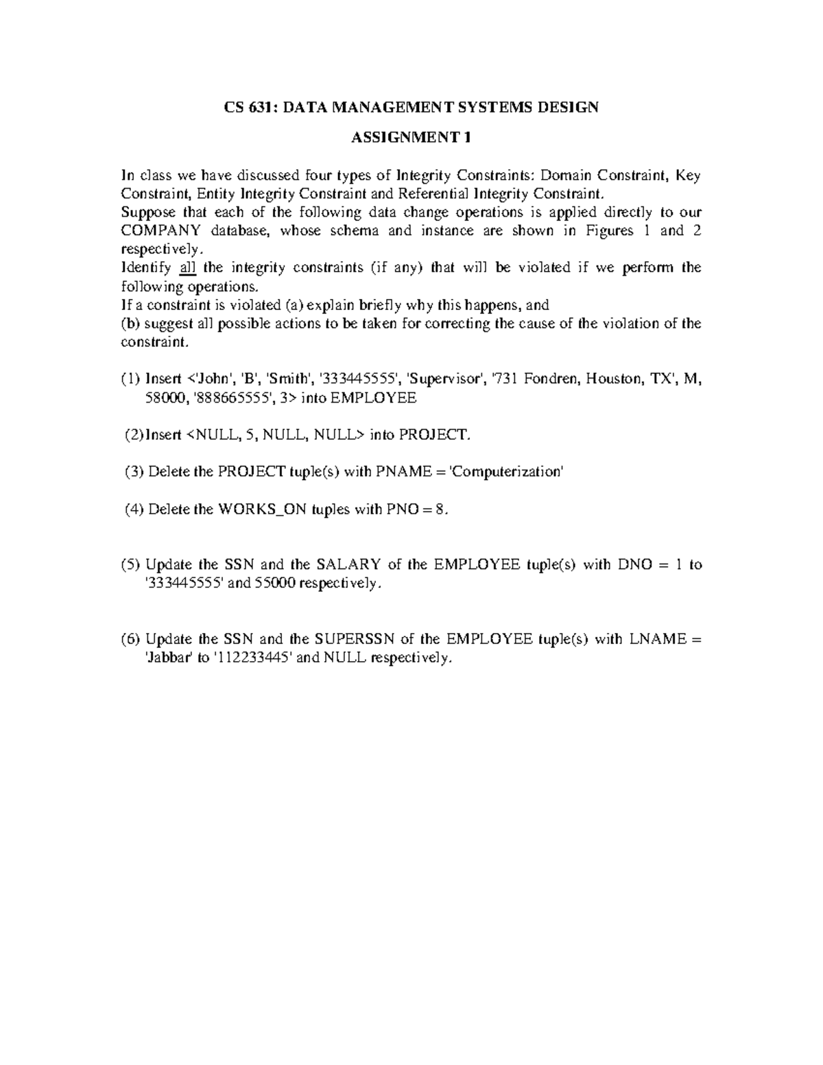 Assignment 1 Cs 631 Data Management Systems Design Assignment 1 In Class We Have Discussed Assignment 1 Cs 631 Data Management Systems Design Assignment 1 In Class We Have Discussed