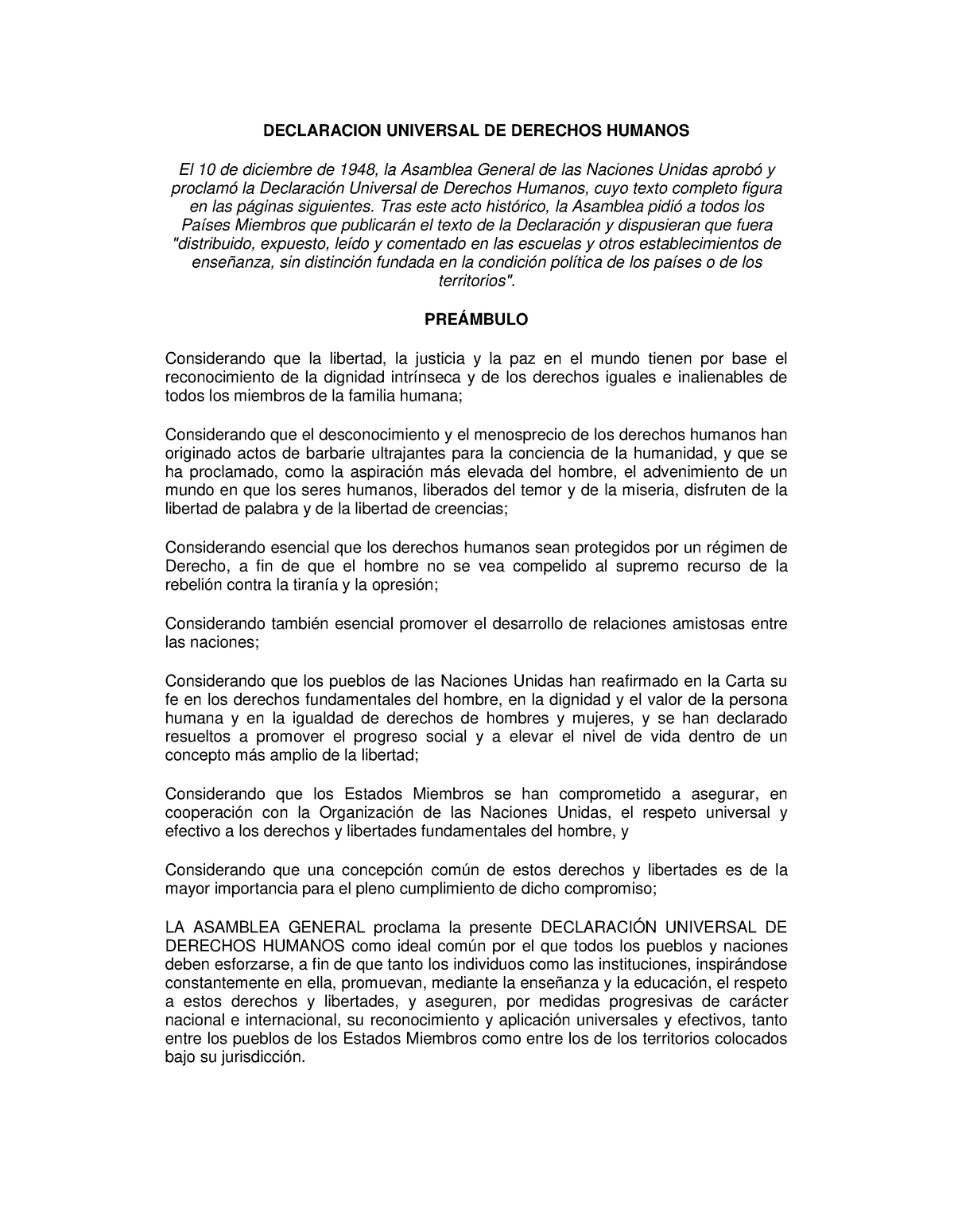 Declaración Universal de Derechos Humanos - Introducción al derecho ...