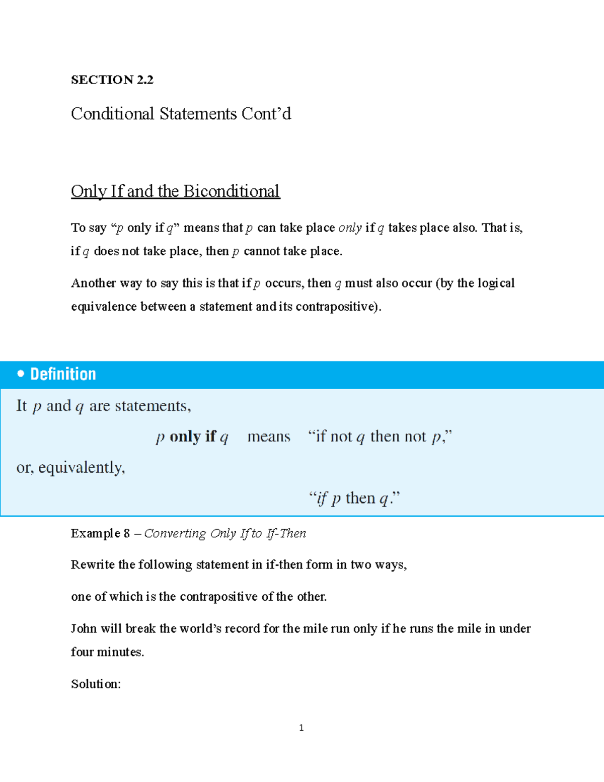 Section 2.2 Conditional Statements CONT'D - SECTION 2. Conditional ...