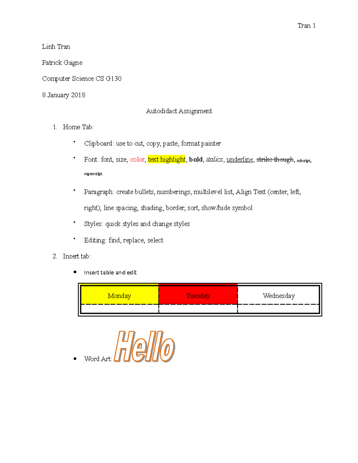 Autodidact Assignment for CS 130 to practice - Tran 1 Linh Tran Patrick ...
