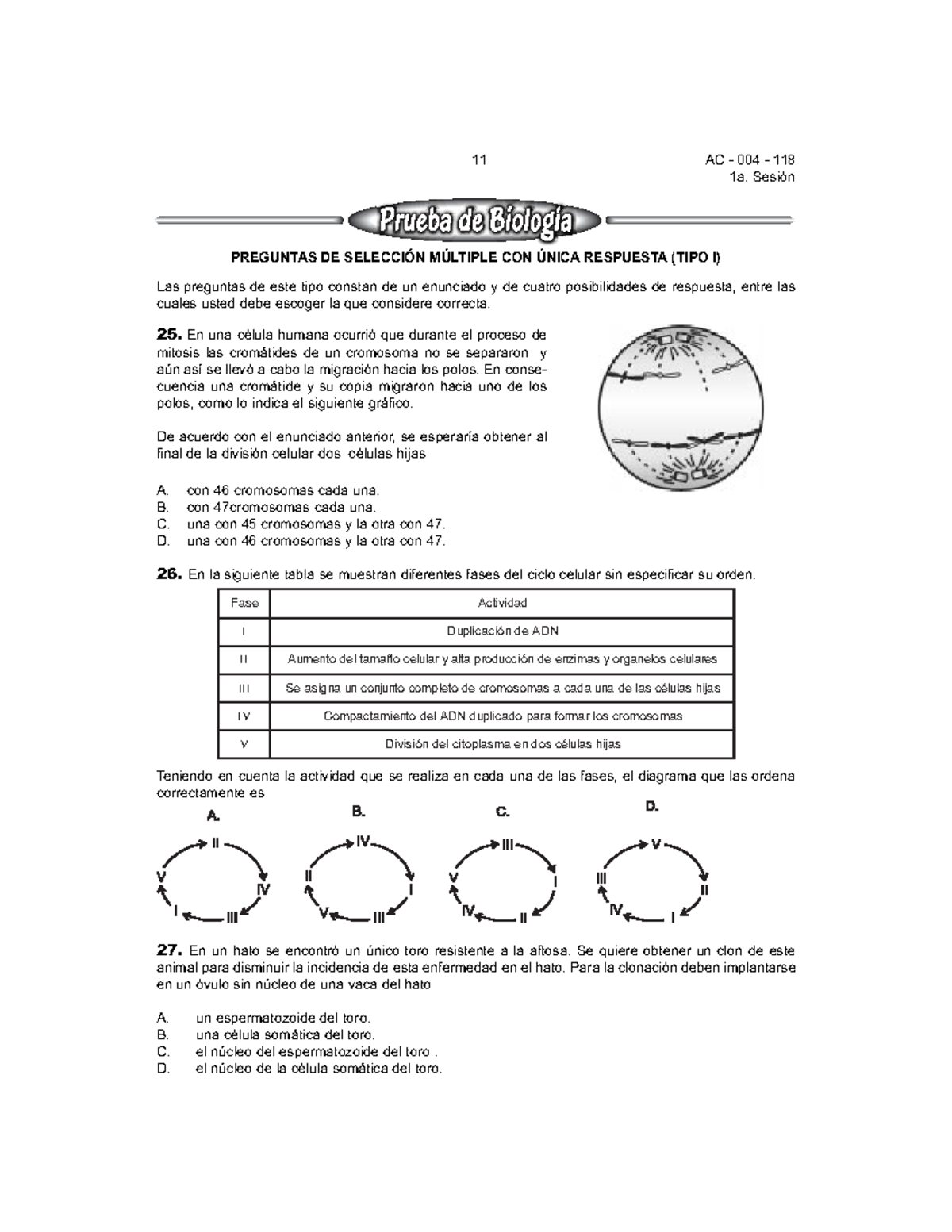 Biologia 2-2006 - Material De Estudio - 1a. SesiÛn PREGUNTAS DE SELECCI ...