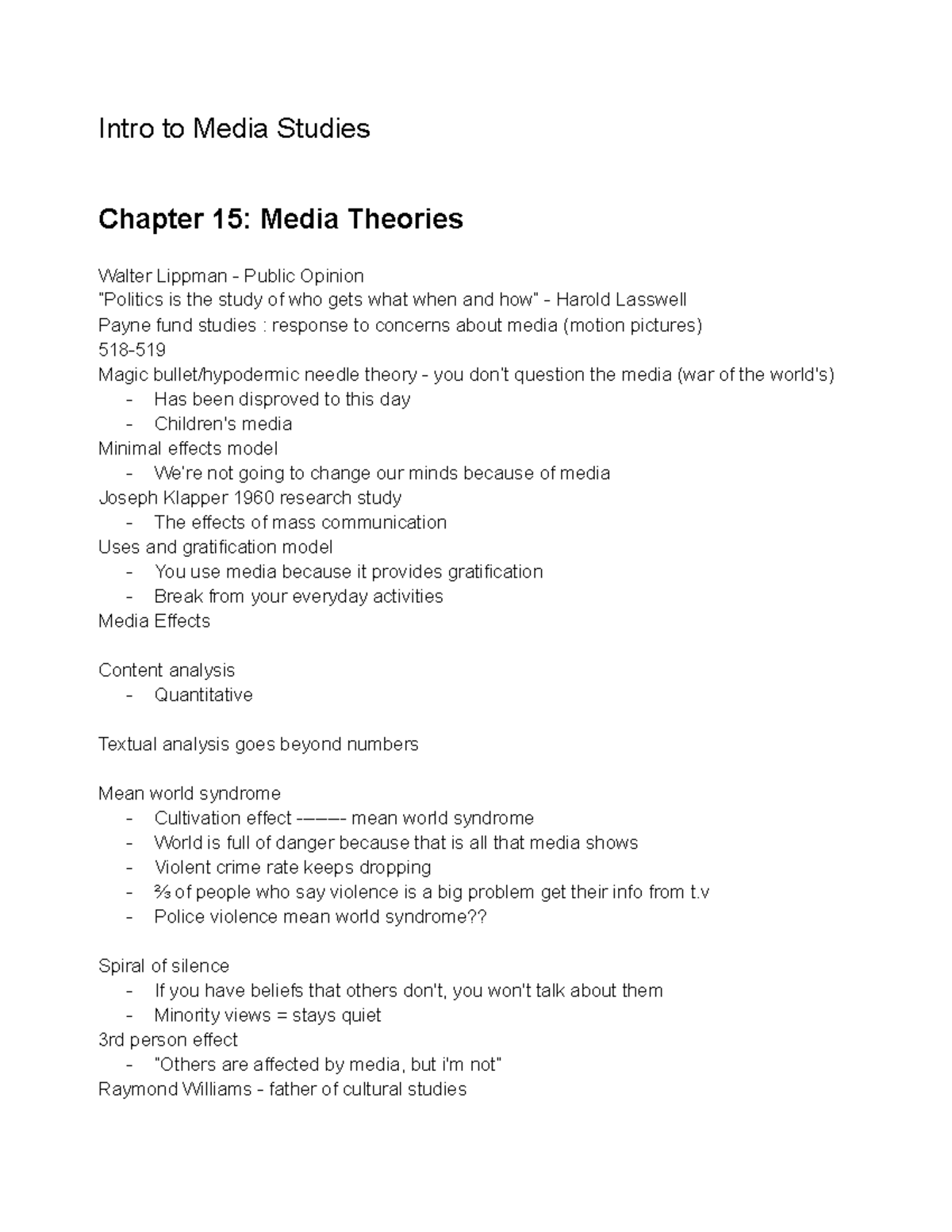 Intro To Media Studies Notes - Intro To Media Studies Chapter 15: Media ...