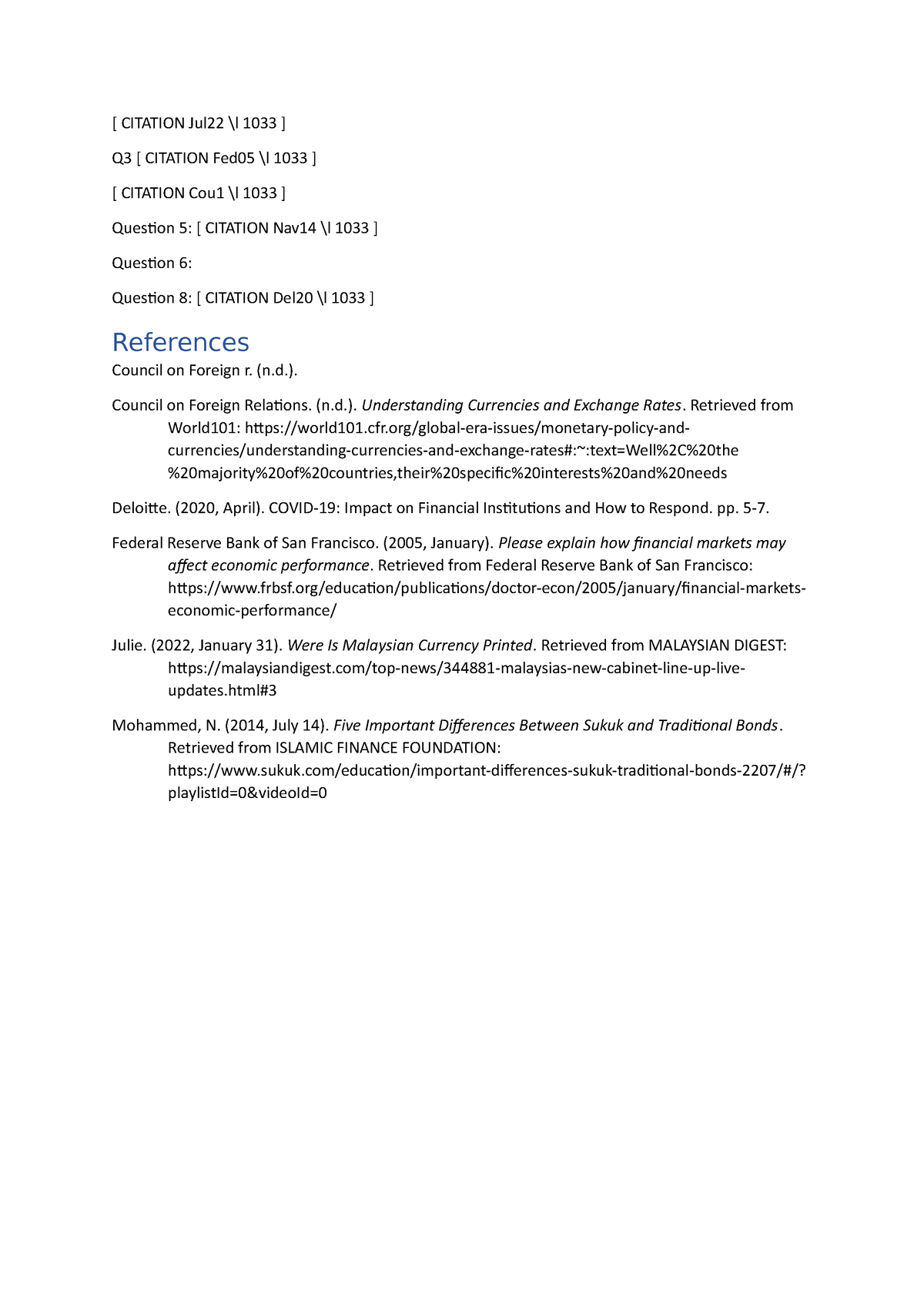 fin435 individual assignment money market