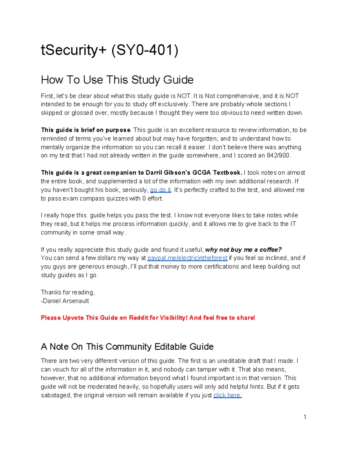 Security+ Study n/a tSecurity+ (SY0401) How To Use This Study