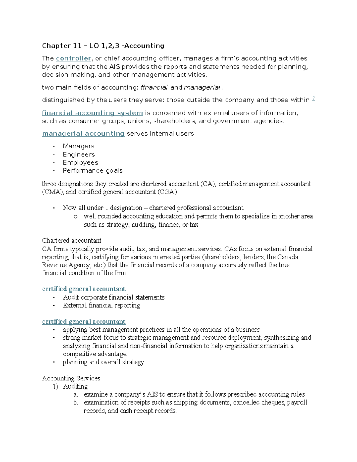 BUS 201 chap 8,10.6,11.1,11.2,11.3 notes - Chapter 11 – LO 1,2,3 ...