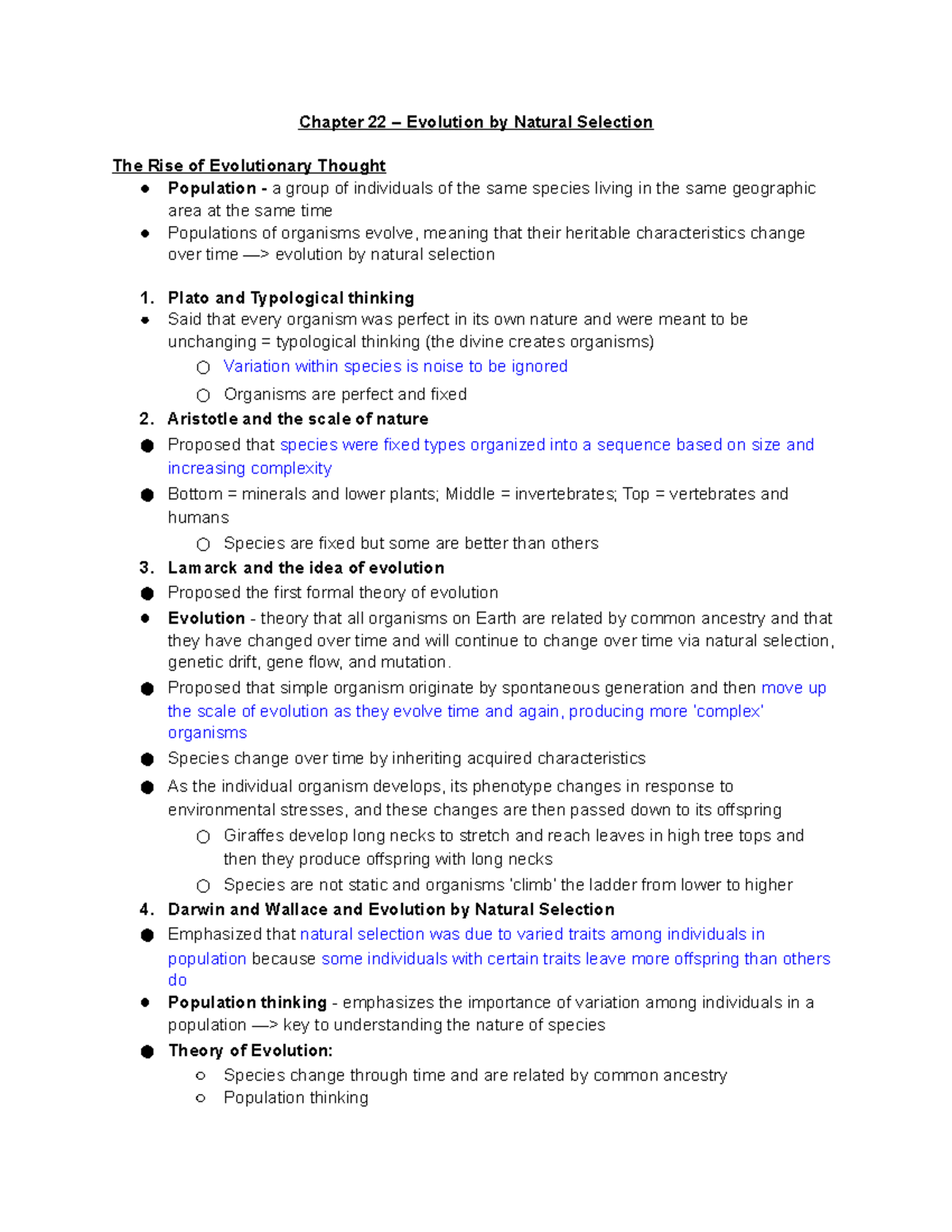 BIOL 204 M1 Chapter 22 Evolution By Natural Selection Notes - Chapter ...