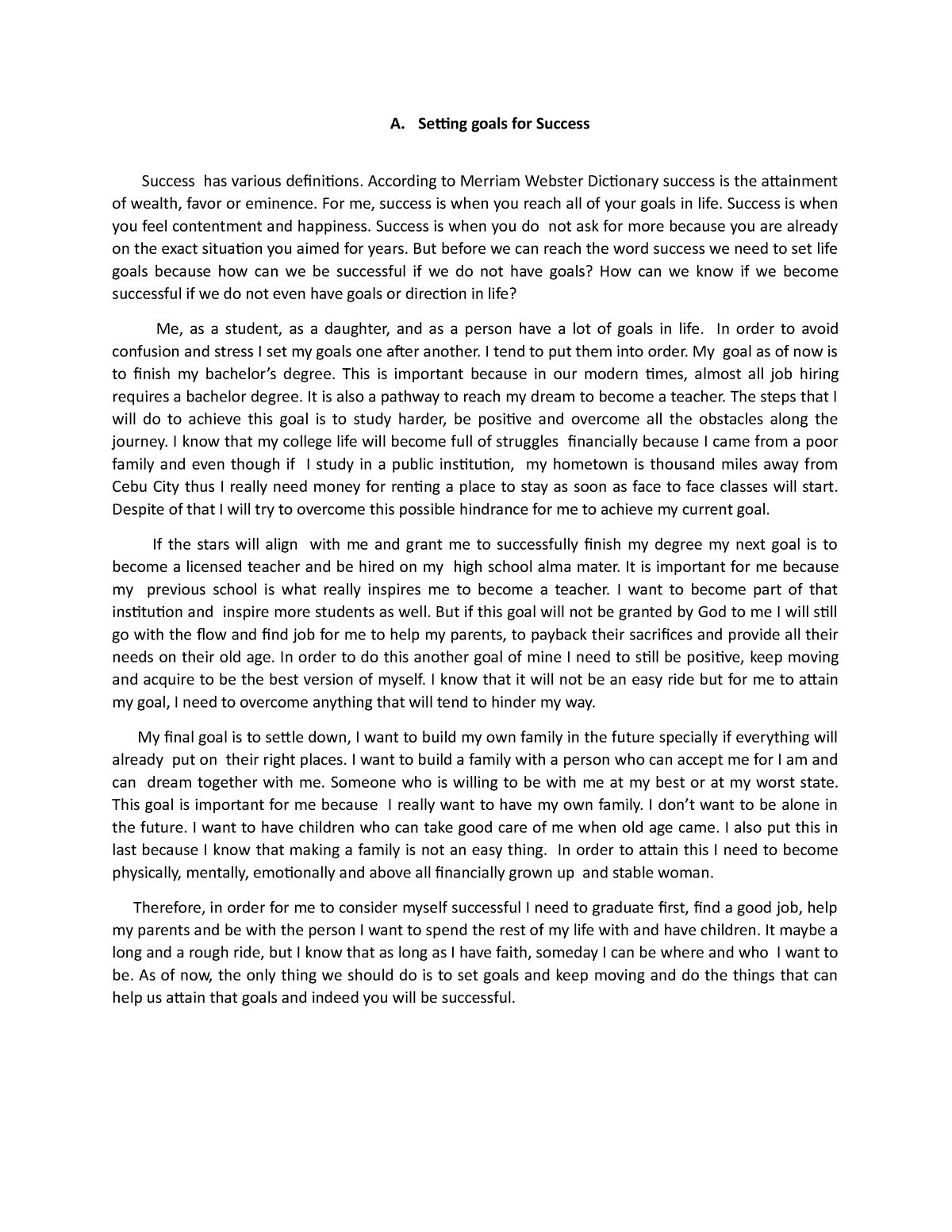 essay about self study