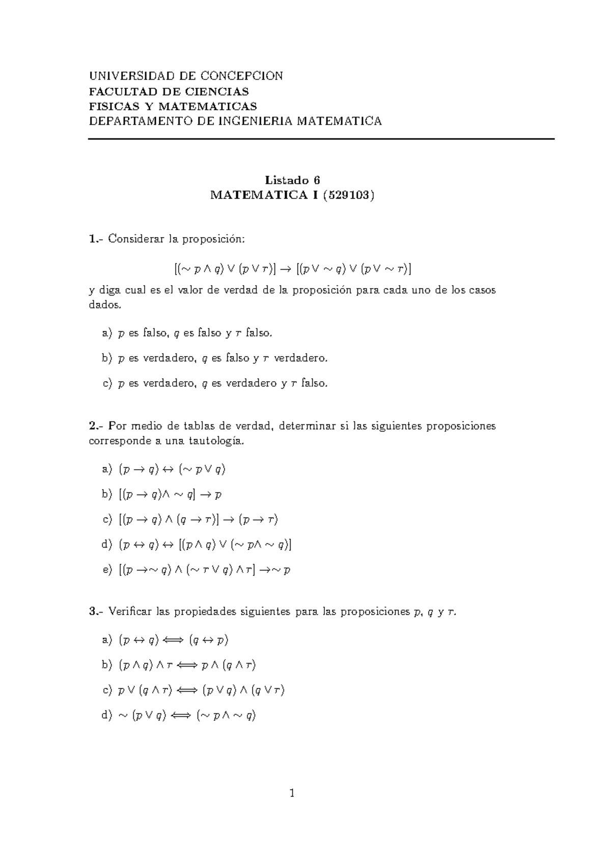 Lis6 Mat I 0215 Guia Ejercicios Universidad De Concepcion Facultad De Ciencias Fisicas Y Studocu