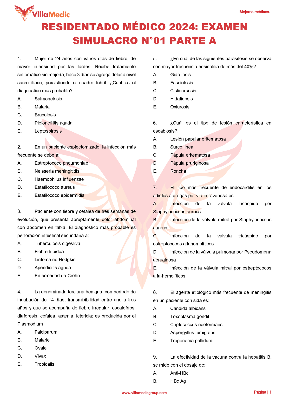 Examen Simulacro A - Villamedicgroup Página | 1 RESIDENTADO M.. 2024 ...