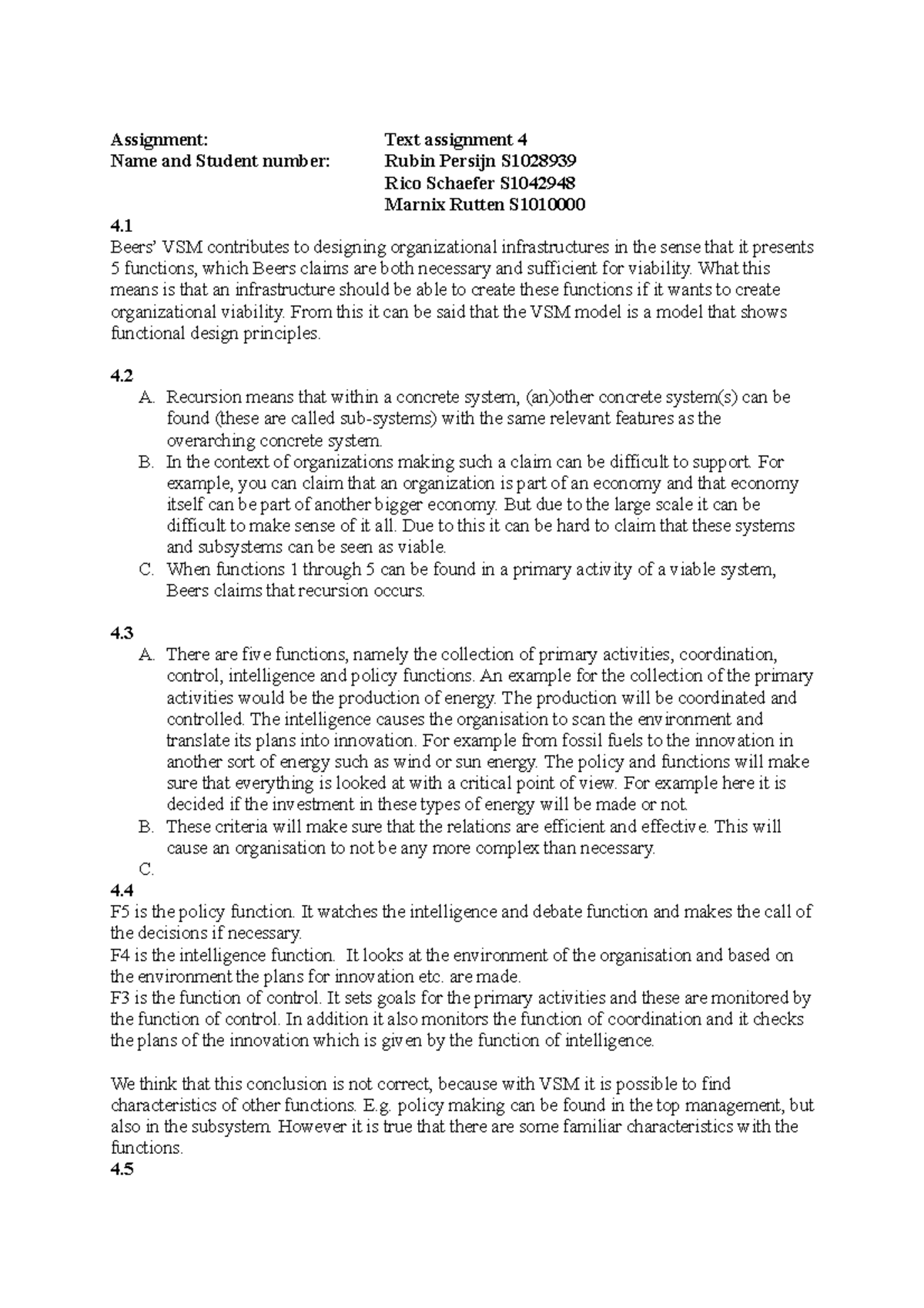 Systemtheory text assignment 4 Assignment Text assignment 4 Name and