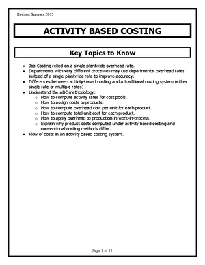Standard Costing Tuto2022 - Standard Costing Tutorial Sheet EXERCISE 1 ...