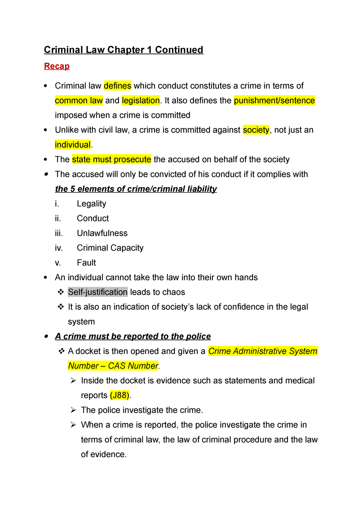 Criminal Law Chapter 1 Continued Notes - Criminal Law Chapter 1 ...