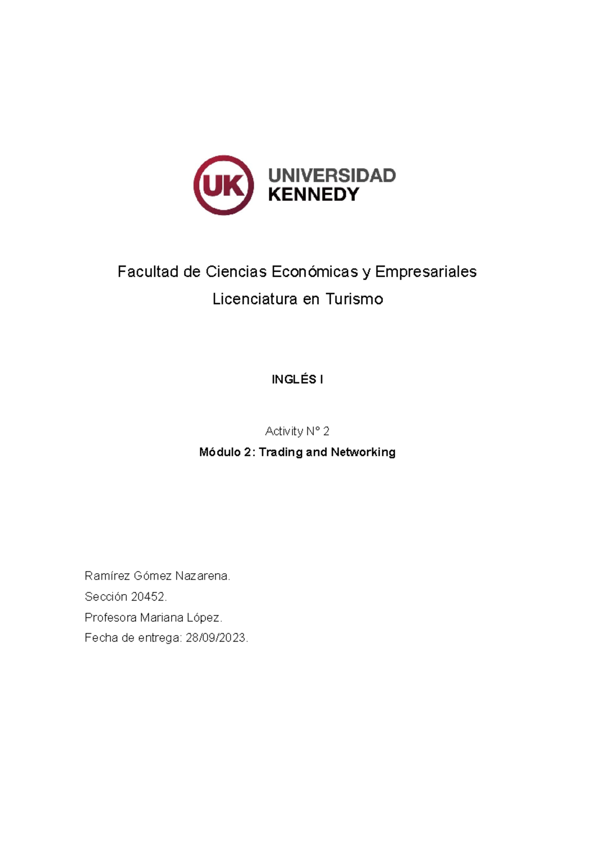 Actividad 2 ingles 030519 - Inglés II - Facultad de Ciencias Económicas ...
