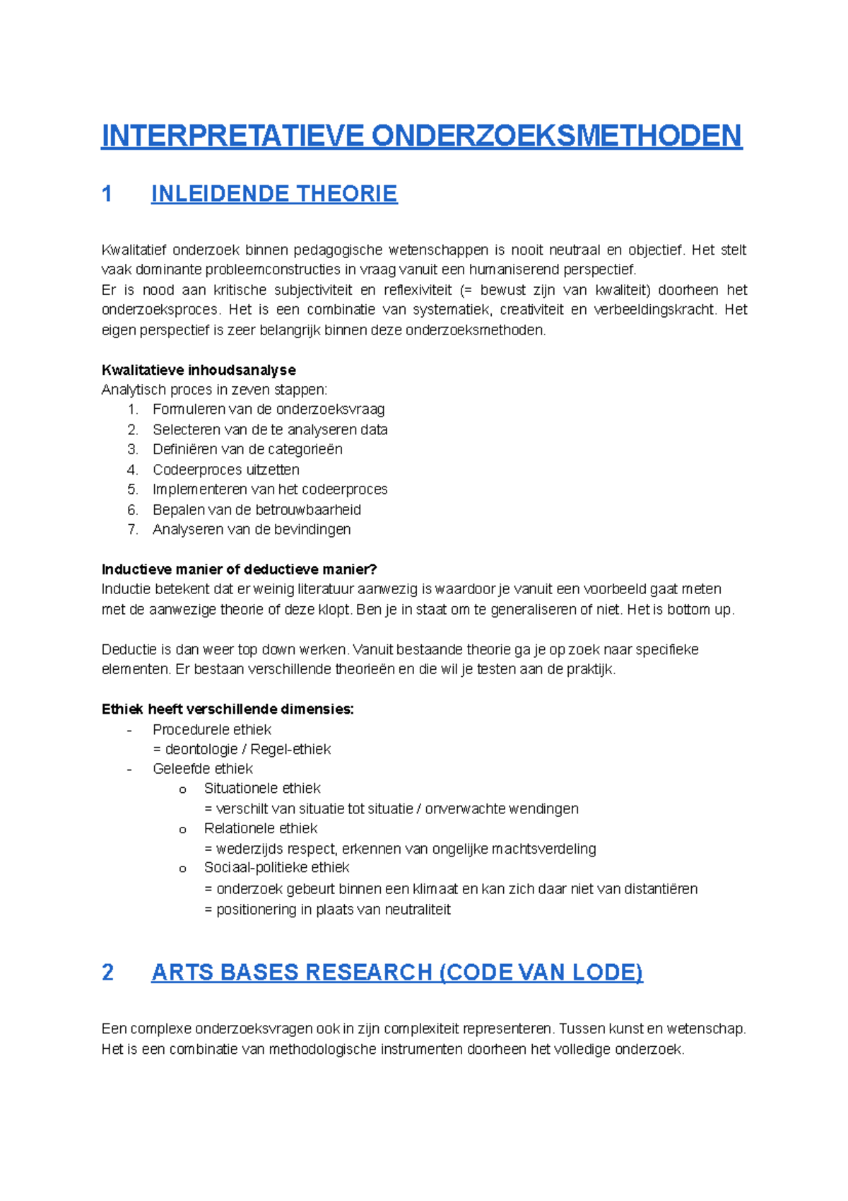 IOM - Samenvatting - INTERPRETATIEVE ONDERZOEKSMETHODEN 1 INLEIDENDE ...