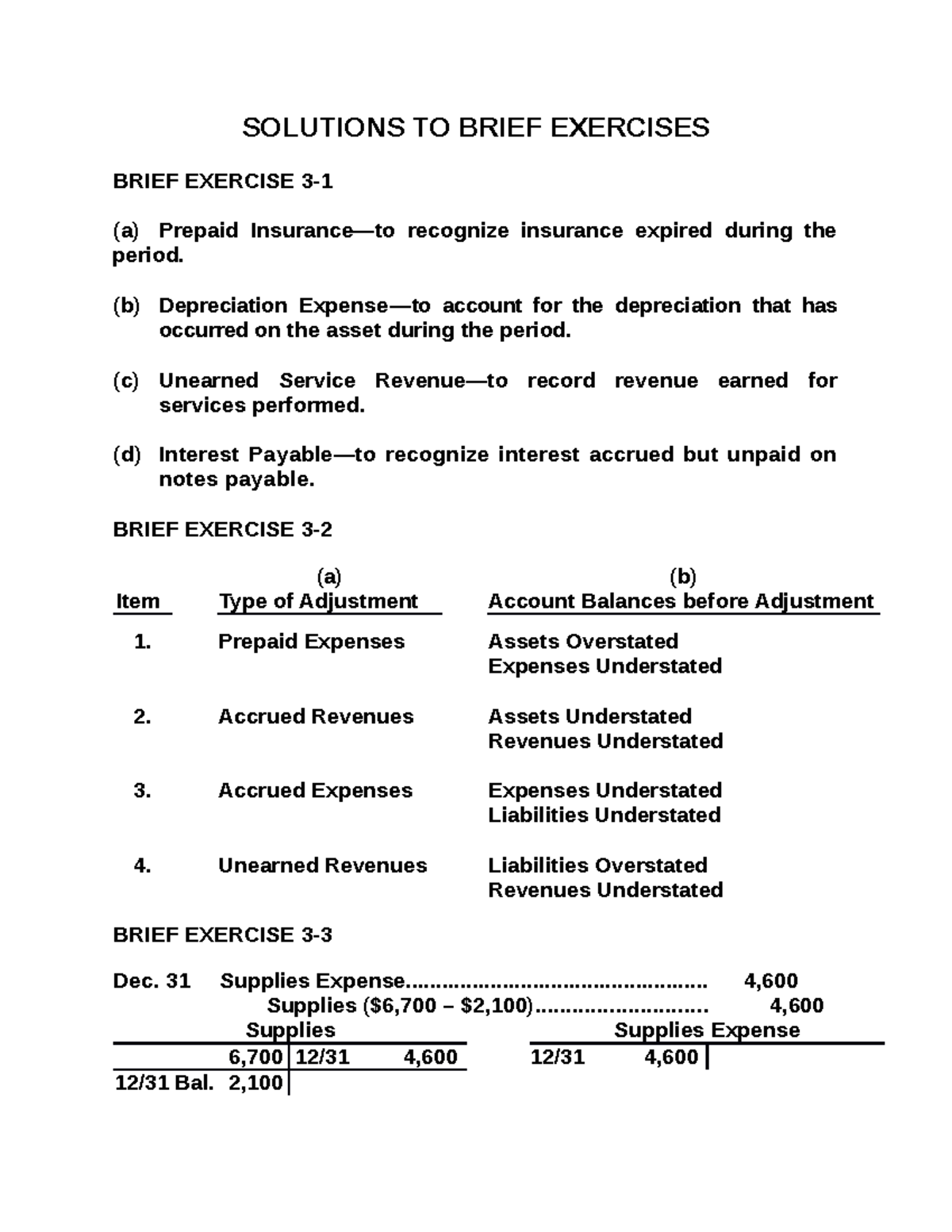 Chapter 3 Brief Exercises Solutions_ Textbook - SOLUTIONS TO BRIEF ...