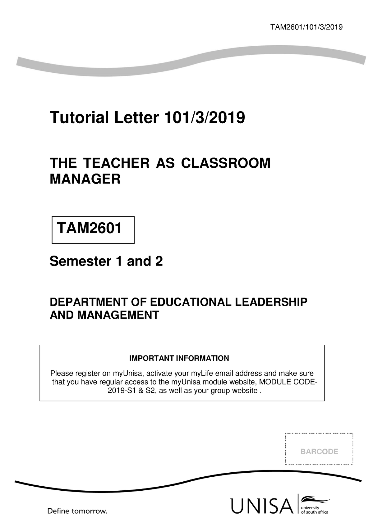 101 2019 3 B - Lecture Notes - TAM2601/101/3/ Tutorial Letter 101/3 ...