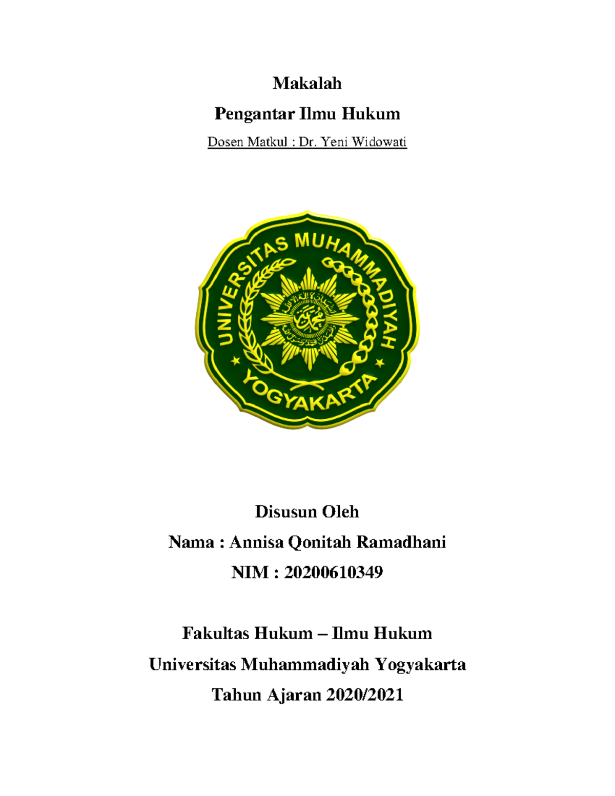 Makalah Pengantar Ilmu Hukum - Makalah Pengantar Ilmu Hukum Dosen ...