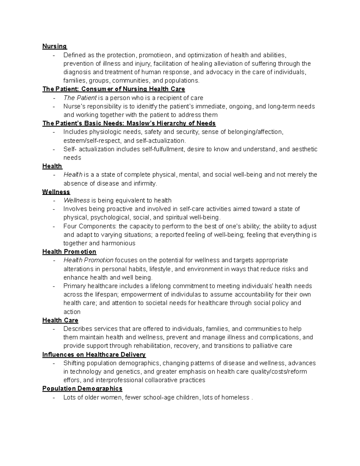 Med Surge Chapter 1 Brunner Nursing Defined as the protection