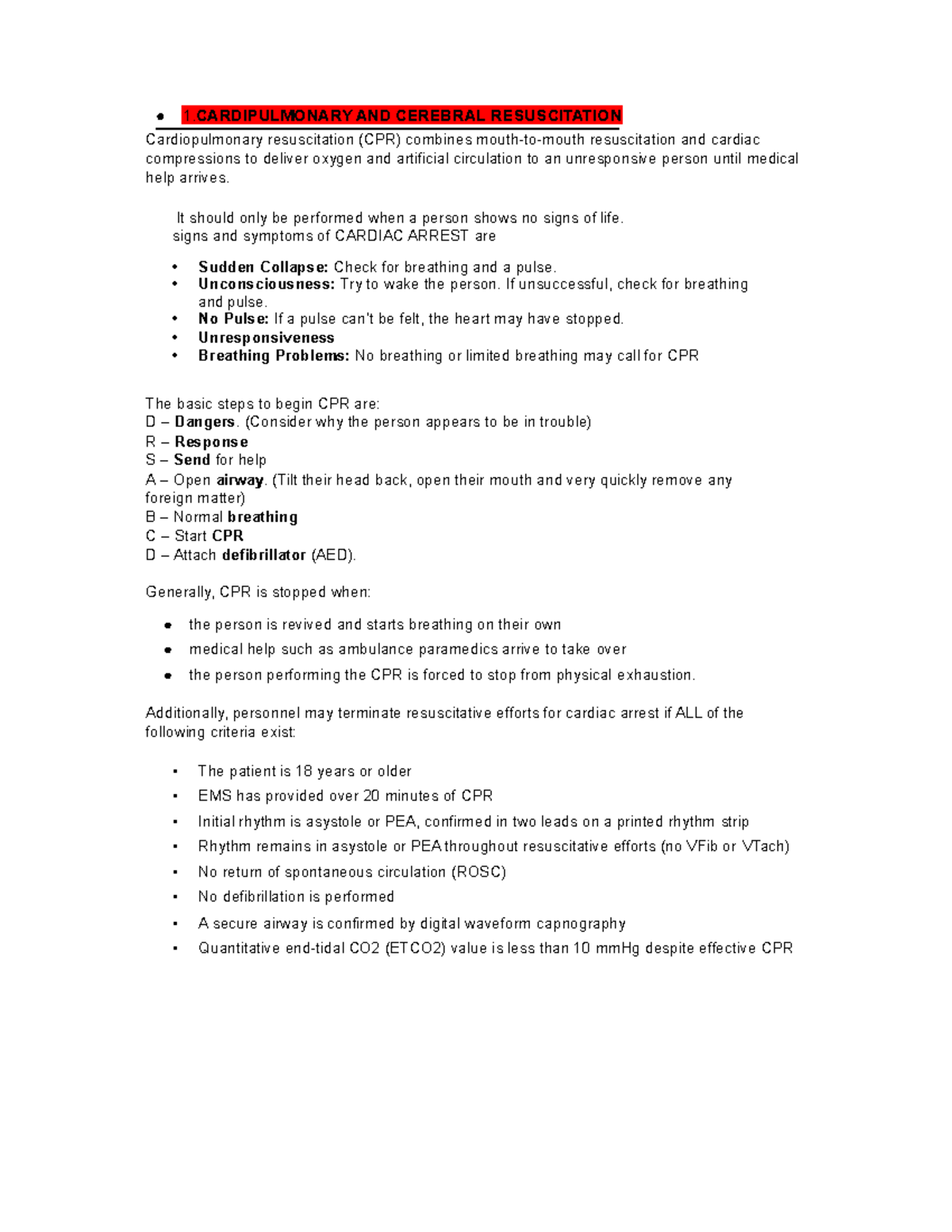 ER imp - Practice questions all the best - 1 AND CEREBRAL RESUSCITATION ...
