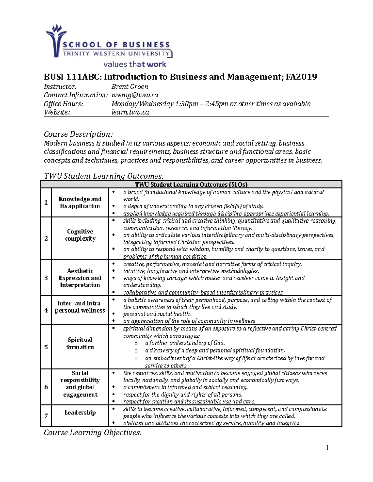 BUSI 111ABC FA19 Groen - Lecture notes Entire Year - BUSI 111ABC ...