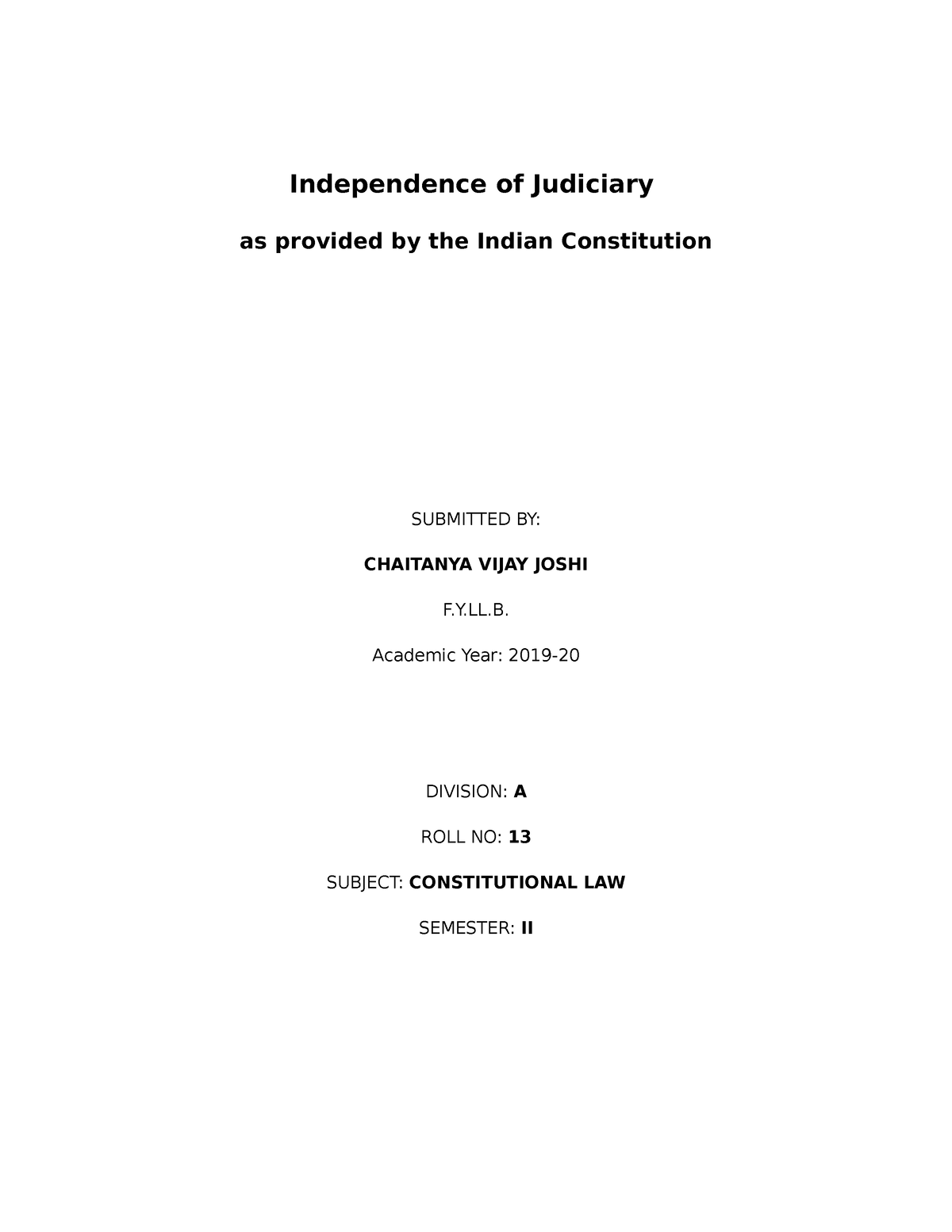 legal essay on independence of judiciary