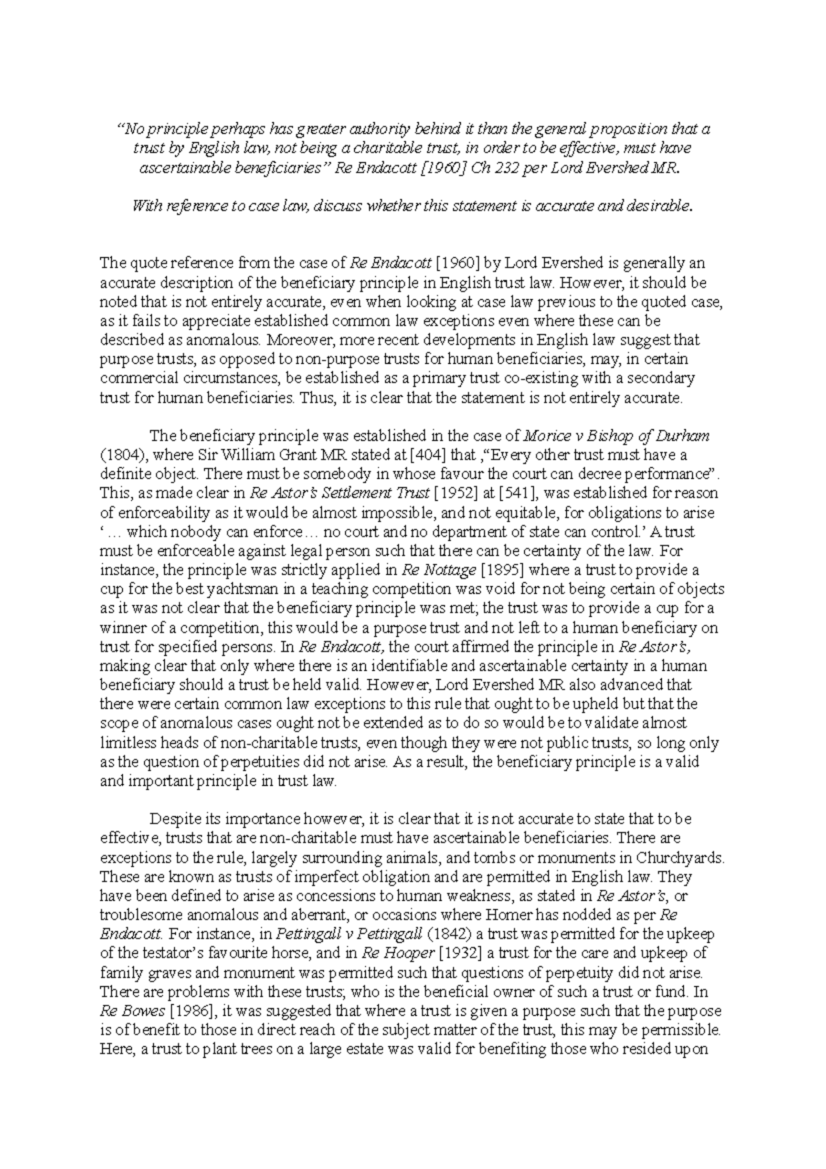 Beneficiary Principle in English Trust Law: Accuracy and Desirability ...