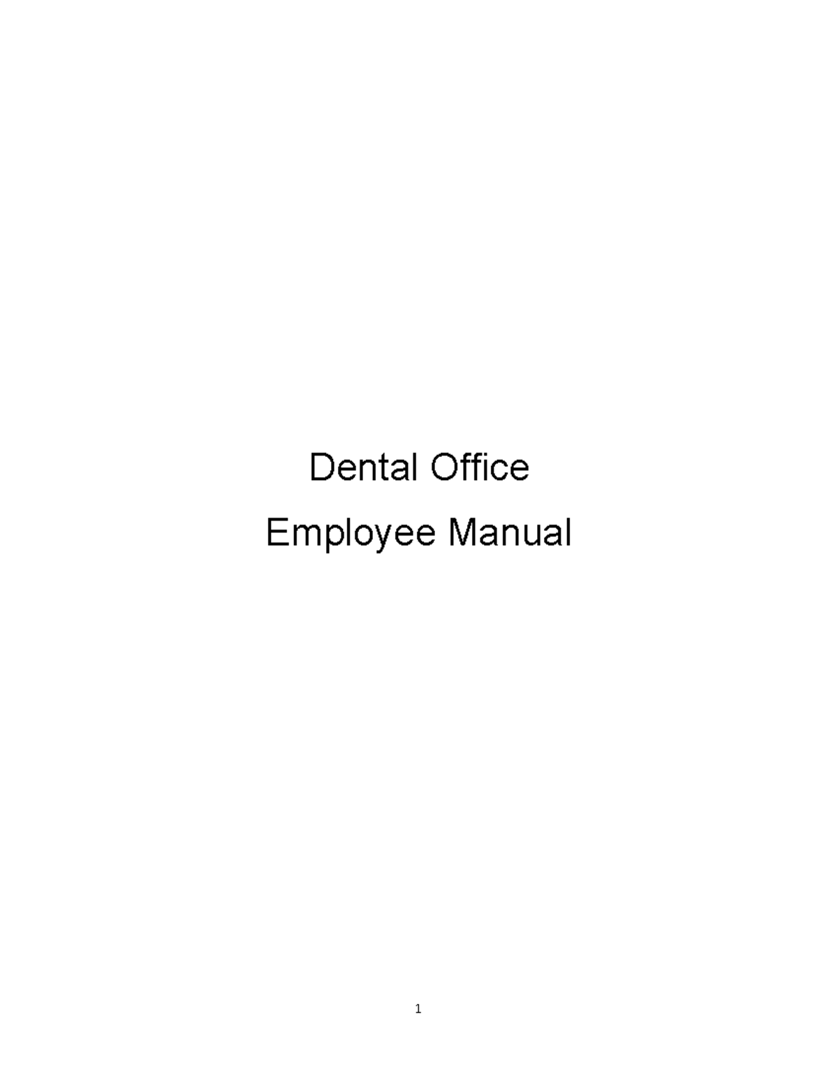 Dental Office Employee Manual Studocu