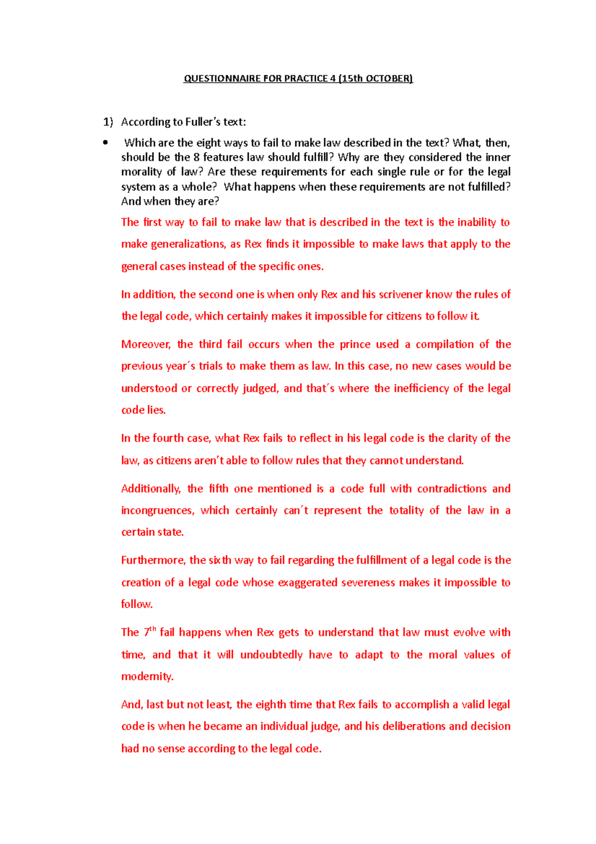 Practice 4 - QUESTIONNAIRE FOR PRACTICE 4 (15th OCTOBER) According to ...